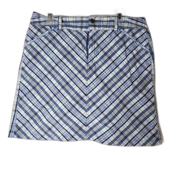 CROFT and BARROW Blue White Diagonal Plaid Skort Skirt Lined Womens Size 14 - Picture 8 of 14